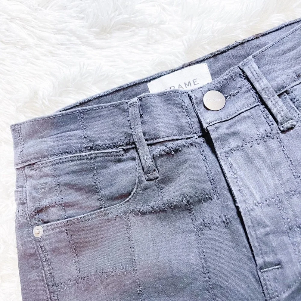 Frame Le High Skinny Black Patchwork Denim sz26